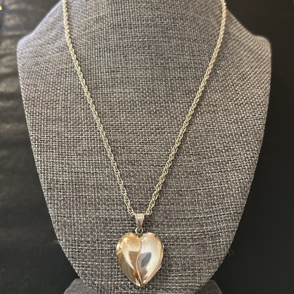Vintage Sterling silver / 14K locket with silver 925 necklace